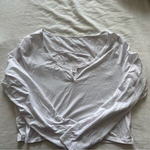 lululemon athletica Henley White Long Sleeve Tee